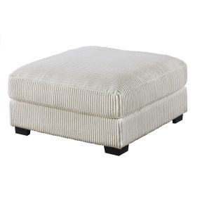 Living Room Furniture Ottoman Beige Wide-Welt Corduroy 1pc Soft Cushion Cocktail Ottoman Wood Legs