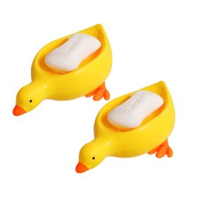 Cute Duck Soap Dish, 2Pcs Ceramic Soap Dish with Draining (Style: set 3)