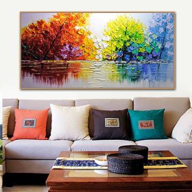 Hand Oil Painting Large Size Abstract Trees Landscape Oil Painting On Canvas Modern Pop Art Wall Picture For Home Decoration (Style: 1, size: 100x150)