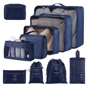 Home Fashion Simple Solid Color Storage Bag (Style: 10Set, Color: Navy Blue)