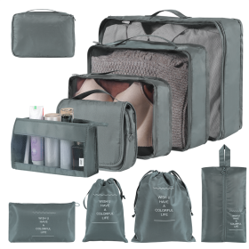 Home Fashion Simple Solid Color Storage Bag (Style: 10Set, Color: Gray)